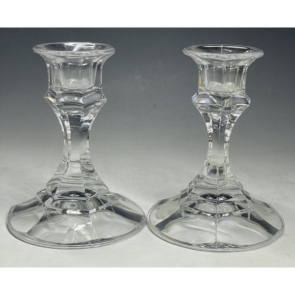 Vintage Pair of USA Leaded Crystal Candlestick Holders Candle Sticks American - Picture 5 of 8